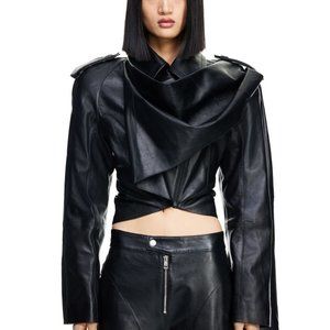 NWT H&M x Mugler Leather Jacket with Scarf